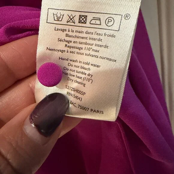 Sézane Ann Silk Blouse | Fuchsia Size EU 44 US 12| 100% Silk | Good Condition - Picture 8 of 10